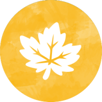 Ahornblatt auf aquarell-orangen Hintergrund